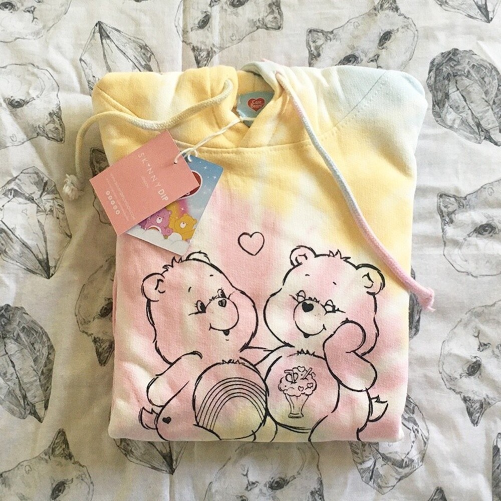 ♡ Care Bears x Skinnydip ♡ Care Bears I Don't Care Tie Dye Hoodie + Free Earring
